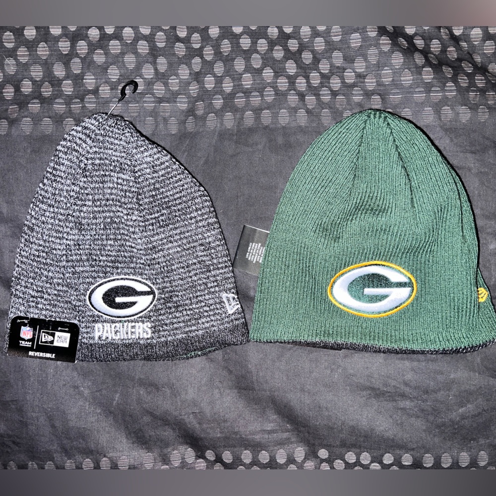 🛍️ 2 for $35🛍️  Reversible Knit Grey/White or Green Packers Beanie - NWT